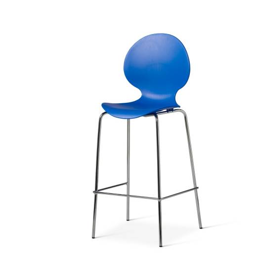 Jovi Bar Chair - Polypropylene Shell with Chrome Legs Blue