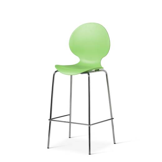 Jovi Bar Chair - Polypropylene Shell with Chrome Legs Green