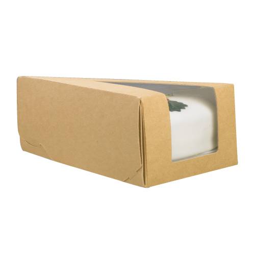 Kraft Small Paperboard Cake Slice Wedge with Window 155x65x50mm (x500)