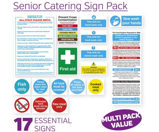 Catering Hygiene Sign Pack - 17 Piece