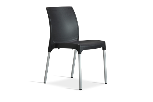 Vibe Chair - Polypropylene Shell with Aluminium Legs Black