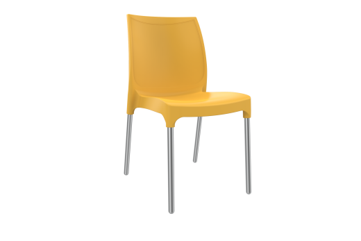 Vibe Chair - Polypropylene Shell with Aluminium Legs Custard