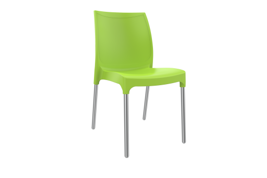 Vibe Chair - Polypropylene Shell with Aluminium Legs Green
