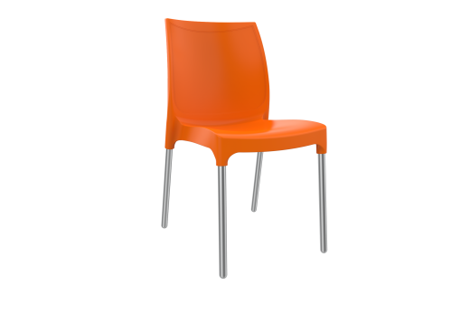 Vibe Chair - Polypropylene Shell with Aluminium Legs Orange