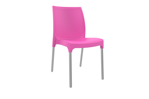 Vibe Chair - Polypropylene Shell with Aluminium Legs Pink