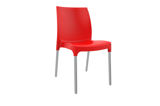 Vibe Chair - Polypropylene Shell with Aluminium Legs Red