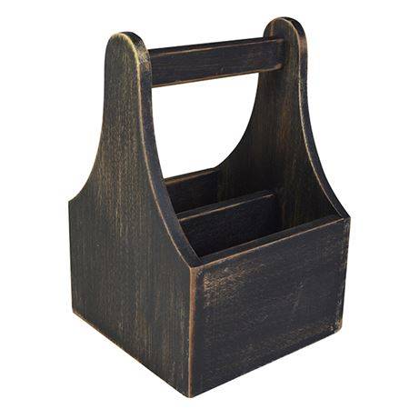 Naturals Table Caddy Black Wash 15x15x23cm
