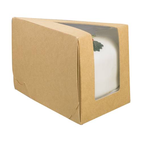 Kraft Large Paperboard Cake Slice Wedge with Window 144x85x90mm (x500)