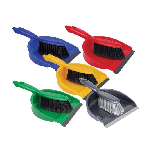 Dustpan & Brush Set Soft Bristles Red