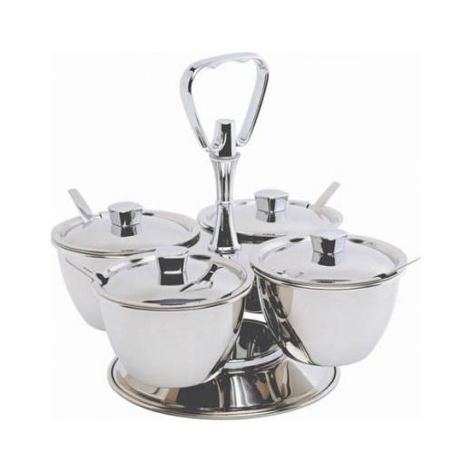 Stainless Steel Revolving Relish Server 4-Way