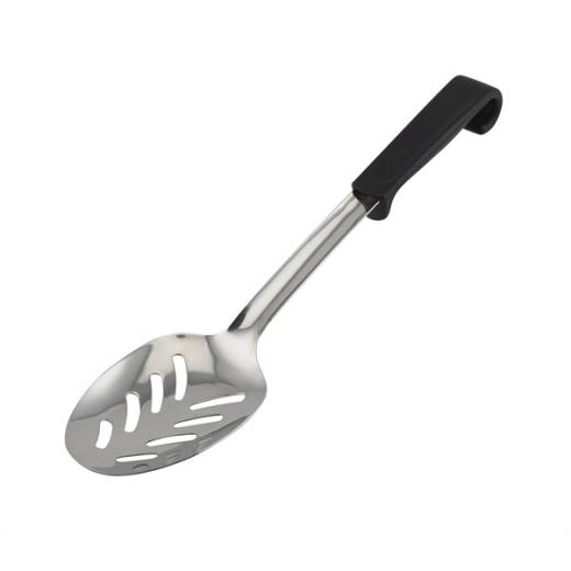 Genware Slotted Spoon Plastic Handle Black