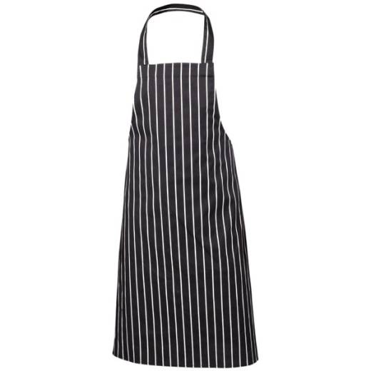Butchers Stripe Polyester Bib Apron Navy 70x100cm
