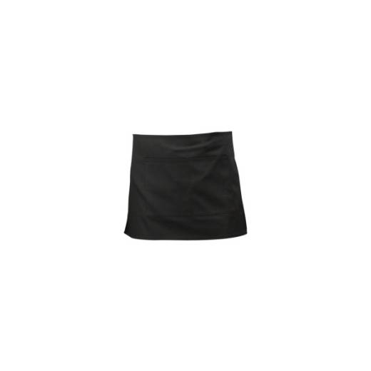 Short Apron with Pocket Black 70x37cm