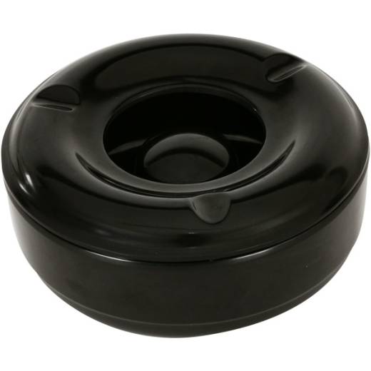 Ashtray Black Windproof Melamine 5.75in/146mm
