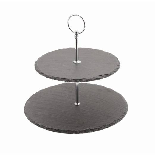 Genware Slate 2 Tier Cake Stand 20/25cm