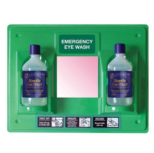 Green Eye Wash Station Complete - 2 x 500ml + Mirror