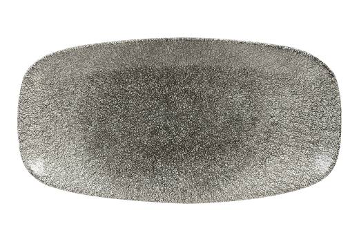 Raku Quartz Black Chefs Oblong Plate No.4 35.5x18.9cm/13.5x7.5in (x6)