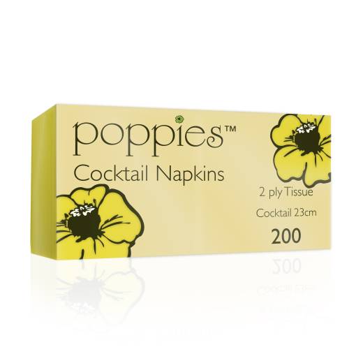 Cocktail Napkin 24cm 2 Ply Yellow (x4000)