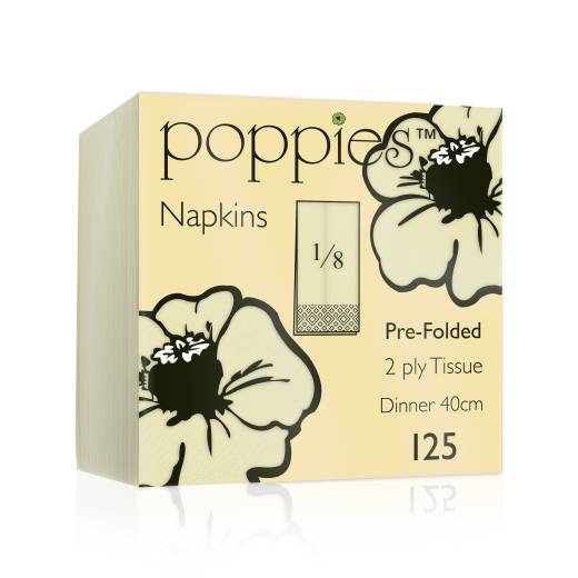 Napkin 40cm 2 Ply 8Fold Buttermilk (x2000)