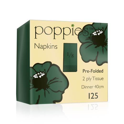 Napkin 40cm 2 Ply 8Fold Forest Green (x2000)