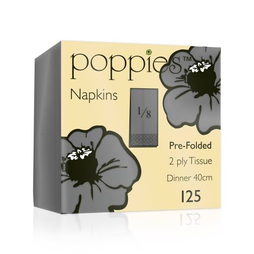 Napkin 40cm 2 Ply 8Fold Grey (x2000)