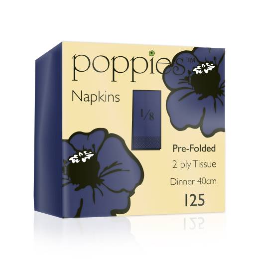 Napkin 40cm 2 Ply 8Fold Navy (x2000)