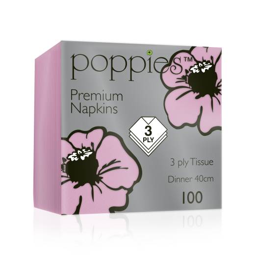 Napkin 40cm 3 Ply Pink  (x1000)