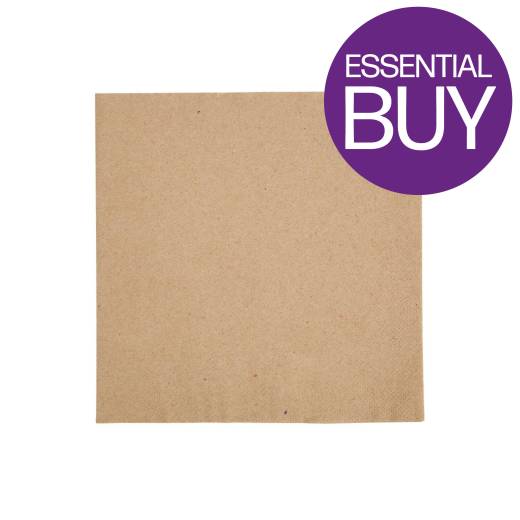 Cocktail Napkin 24cm 2 Ply Kraft Recycled (x4000)