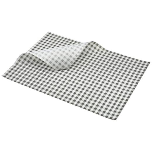 Greaseproof Paper Sheets Black Gingham Print 25x35cm (x1000)