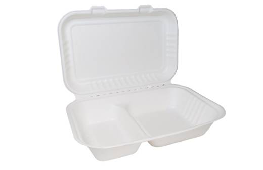 BioPak Bagasse Clamshell Large 9x6in - 2 Compartment (x250)