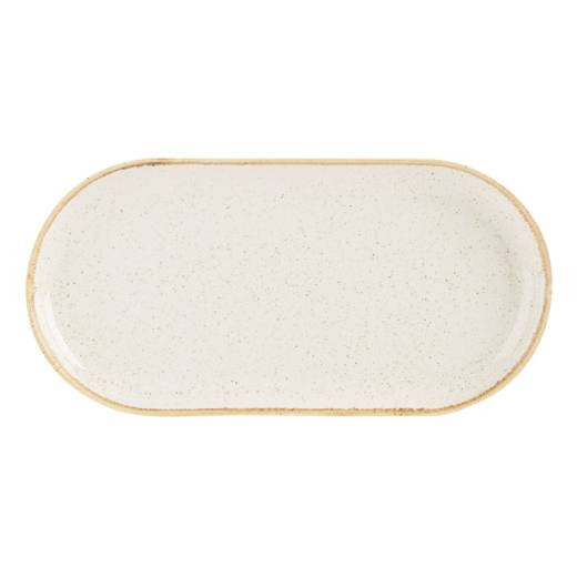 Oatmeal Narrow Oval Plate 30x15cm (x6)
