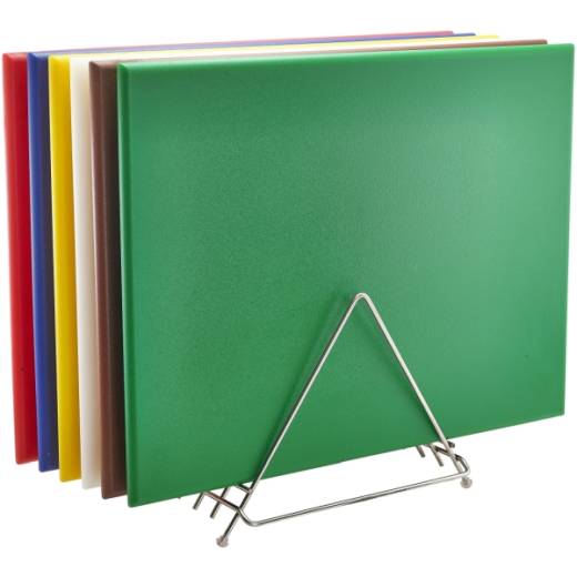 High Density Chopping Board 24x18x0.75in 6 Colour Set with Rack