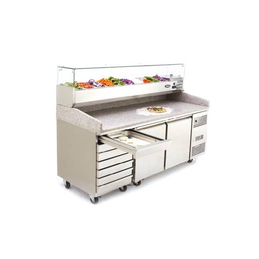 Atosa Pizza Preperation Refrigerator 485L + VRX Counter Top Chiller & GN Pans