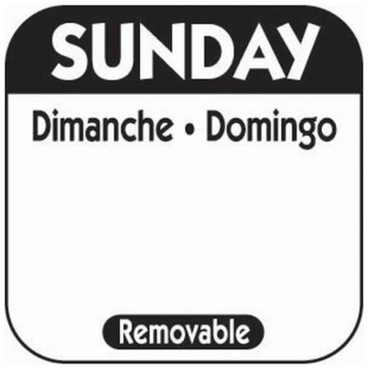25mm Sunday Removable Day Labels (x1000)