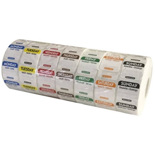 25mm 7 Days Removable Day Labels (7 x 1000)