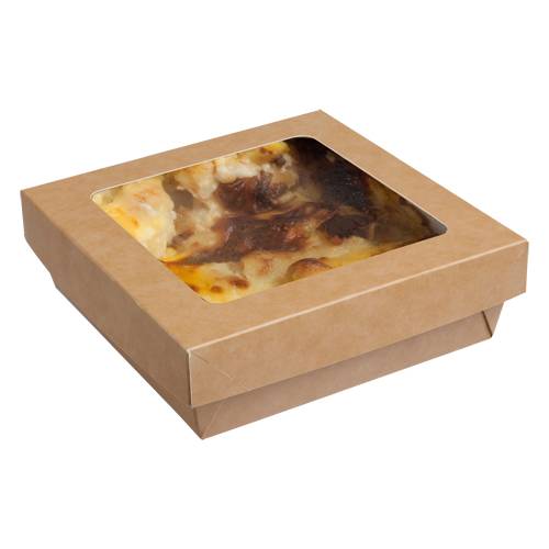 Small Kraft Microwaveable Tray Lid 127x127x25mm (x500)