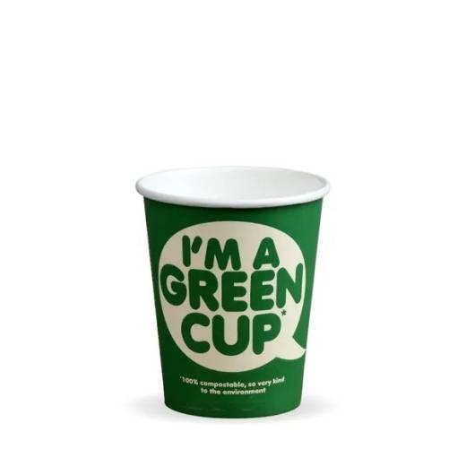 BioPak 'I'm A Green Cup' Single Wall Hot Cup 8oz (x1000)