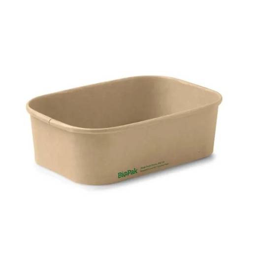 BioPak Kraft PLA Lined Rectangle Container 650ml (x300)