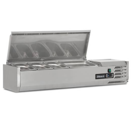 Blizzard 1.2m Hinged 3 x GN1/3 + GN1/2 Refrigerated Gastronorm Prep Top