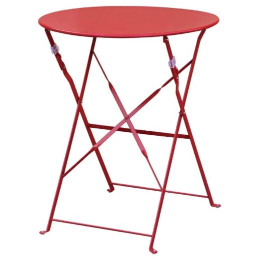 Bolero Pavement Style Round Steel Table Red 595mm