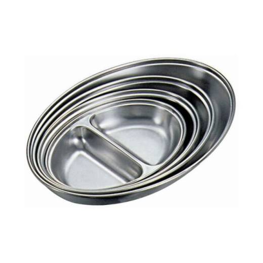 Stainless Steel 2 Div Oval Veg Dish