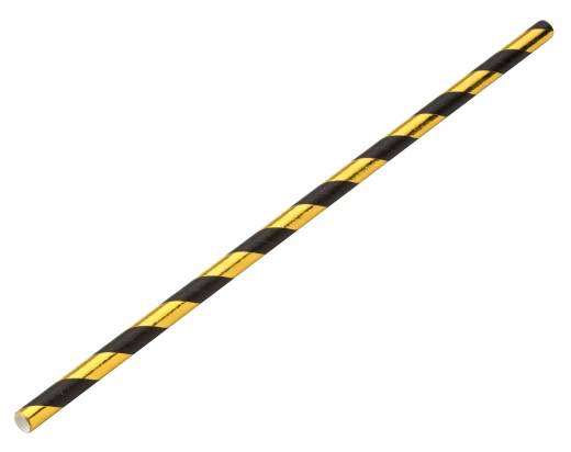 Paper Gold/Black Stripe Straw 8in/20cm Box of 250 (x24)