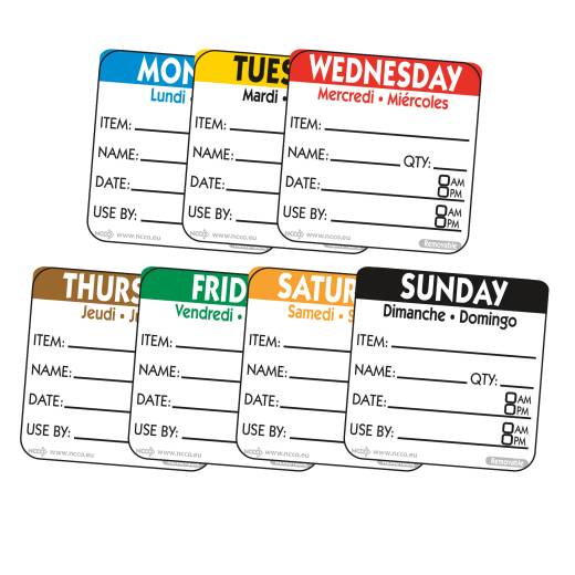 Day Label Removable 50mm Sunday (x500)