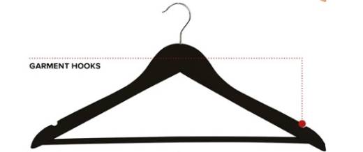 Black Wood Hanger Conventional Hook w/ Skirt Notches and Rubber Non-Slip Trouser Bar (x100)