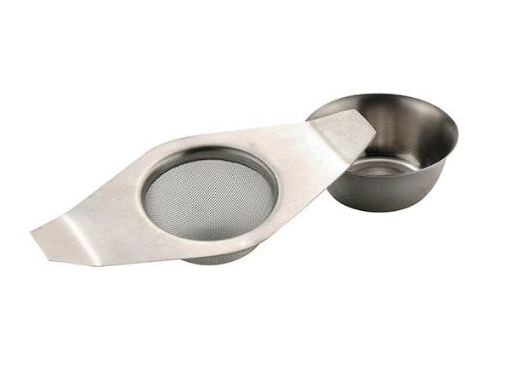 Stainless Steel Tea Strainer Double Arm & Drip Bowl