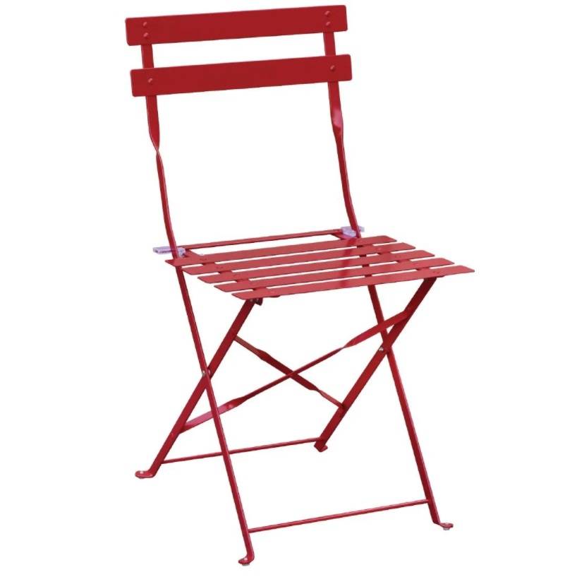 Bolero Pavement Style Steel Chairs Red (Pack of 2)