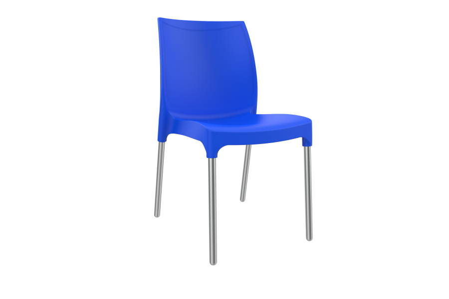 Vibe Chair - Polypropylene Shell with Aluminium Legs Blue