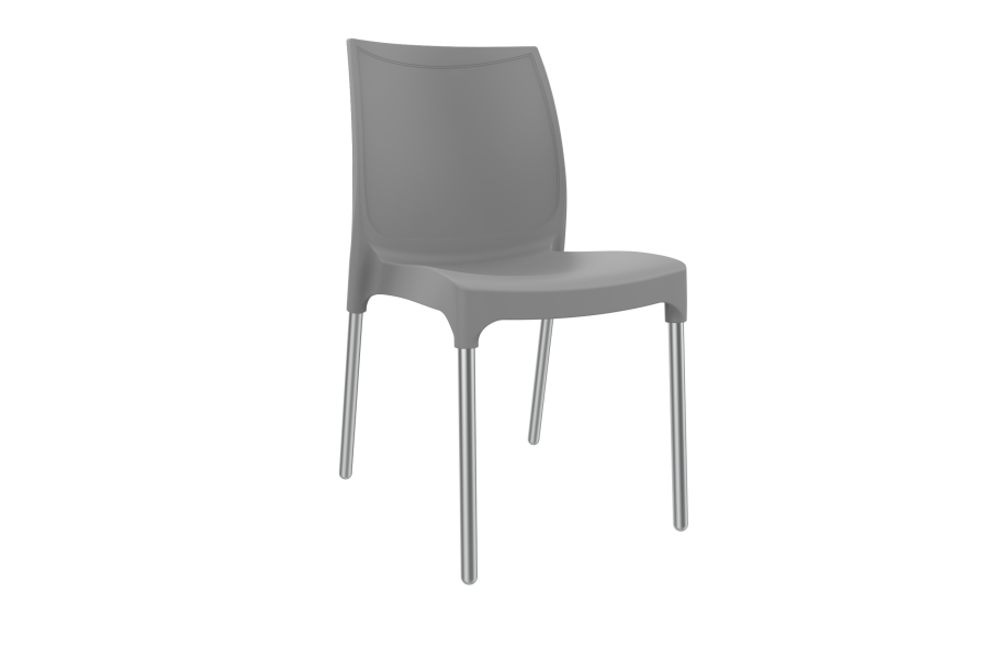 Vibe Chair - Polypropylene Shell with Aluminium Legs Dark Grey