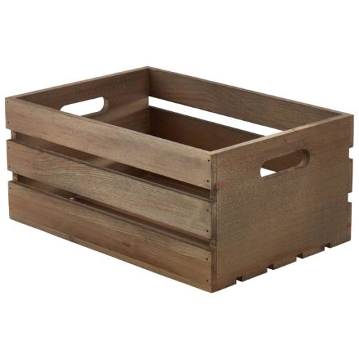 Wooden Crate Dark Rustic Finish 34x23x15cm