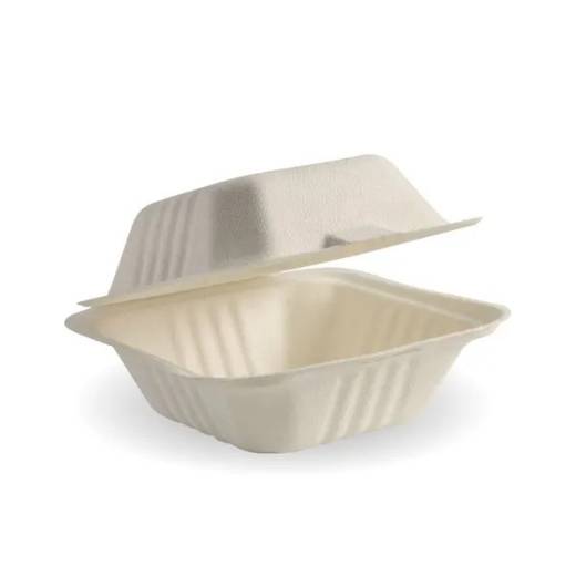 BioPak Natural Bagasse Burger Box Square 6in (x400)